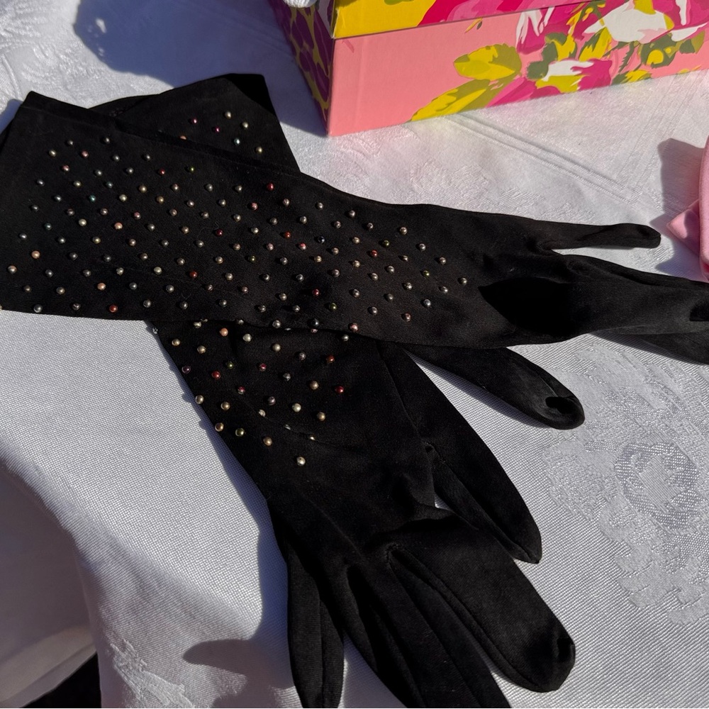 Black Embellished Long Gloves - Women's Fashion Gloves